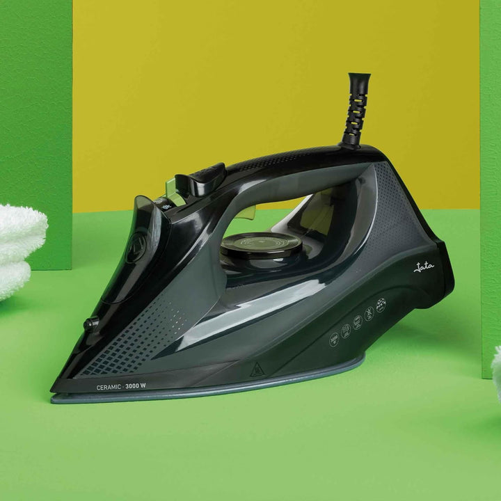 JATA JEPL2401 Bügeleisen, 3000 W, Keramiksohle, Dampfstoss, 220 g, vertikaler Dampf, Selbstreinigung