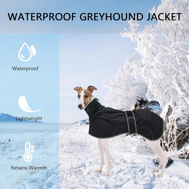 Geyecete-Wasserdicht Windhunde Mantel Fleece Whippet Pullover Winterjacke,Verstellbaren Reflektieren