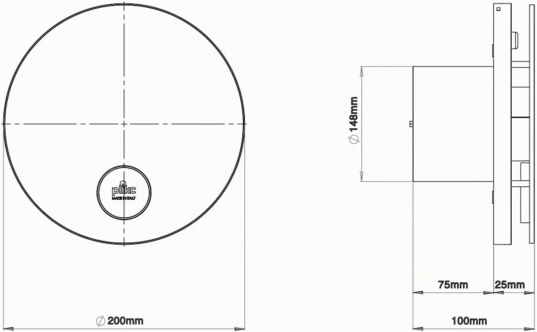 plikc Ario W - WIFI Wandventilator mit Axialabsaugung mit Feuchtigkeitssensor und Timer - 100% Made