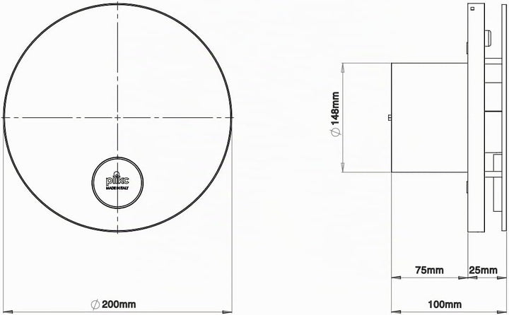 plikc Ario W - WIFI Wandventilator mit Axialabsaugung mit Feuchtigkeitssensor und Timer - 100% Made