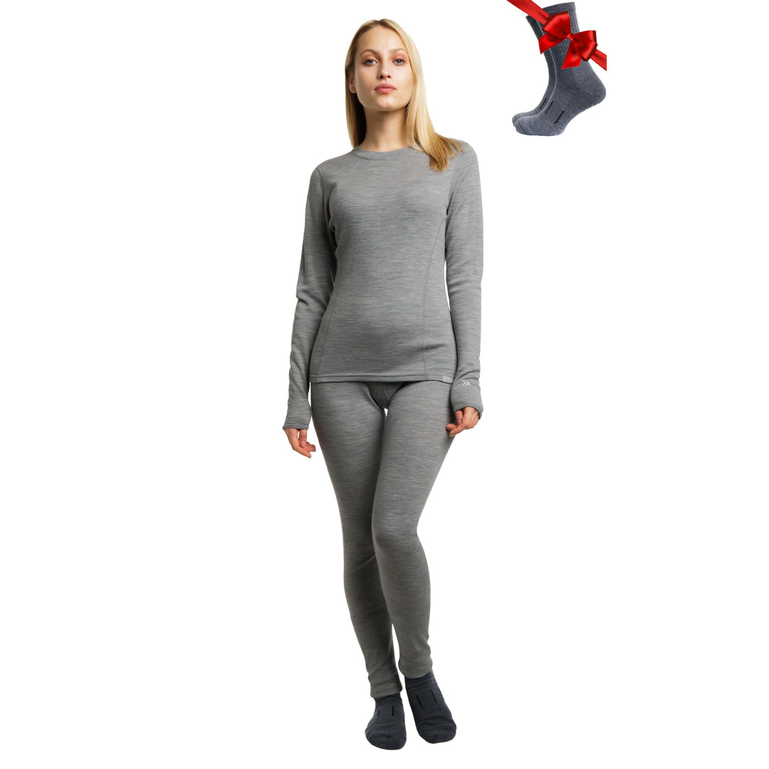 Merino.tech 100% Merino Unterwäsche Damen Set - Leicht, Mittelgewicht, Funktionsunterwäsche Merinowo