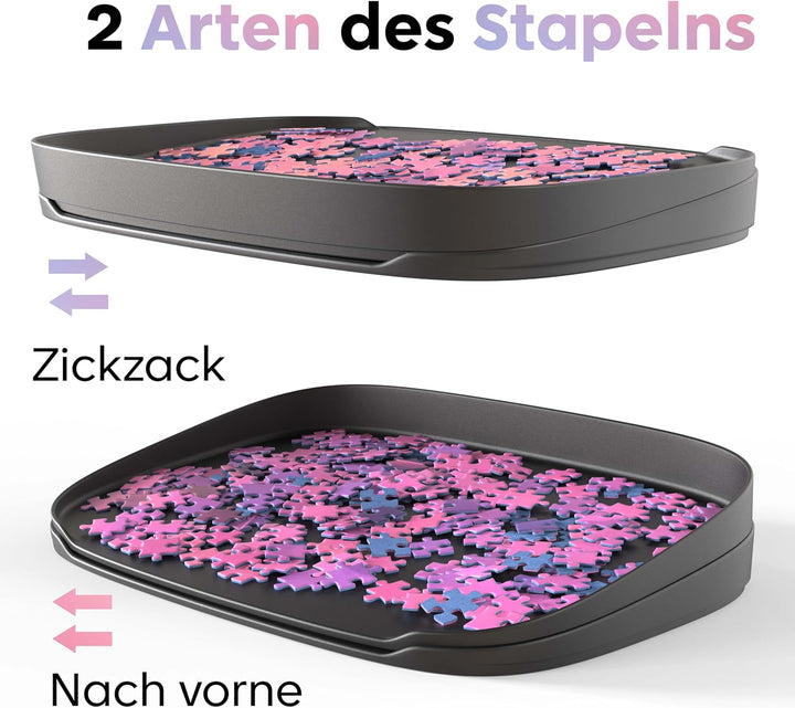 Puzzlup Stapelbare Puzzle Sortierschalen mit Box Anzeige auf Deckel – Set aus 12 Schalen – Bis zu 30