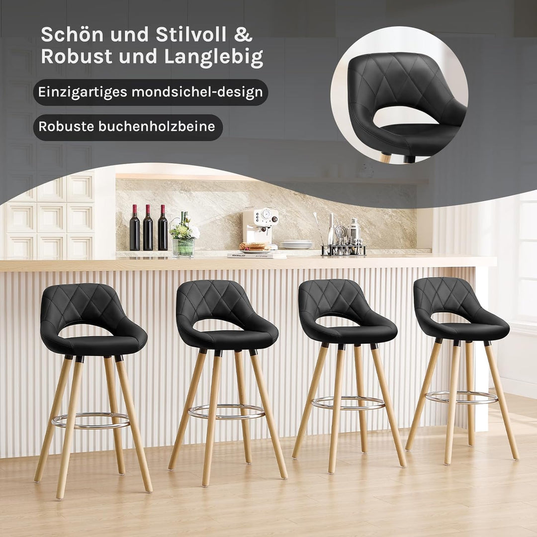 WOLTU Barhocker 2er Set, Barstuhl Küchenhocker Thekenhocker, Hocker mit Rückenlehne Fussstütze, aus