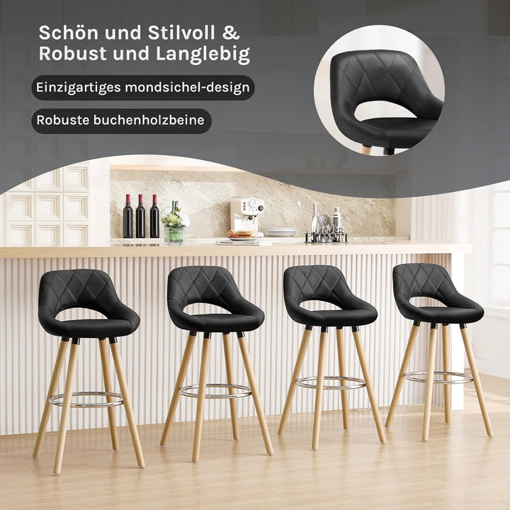 WOLTU Barhocker 2er Set, Barstuhl Küchenhocker Thekenhocker, Hocker mit Rückenlehne Fussstütze, aus