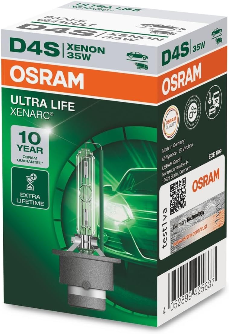 Osram XENARC ULTRA LIFE D4S HID Xenon-Brenner, Entladungslampe, 66440ULT, Faltschachtel (1 Stück) UL