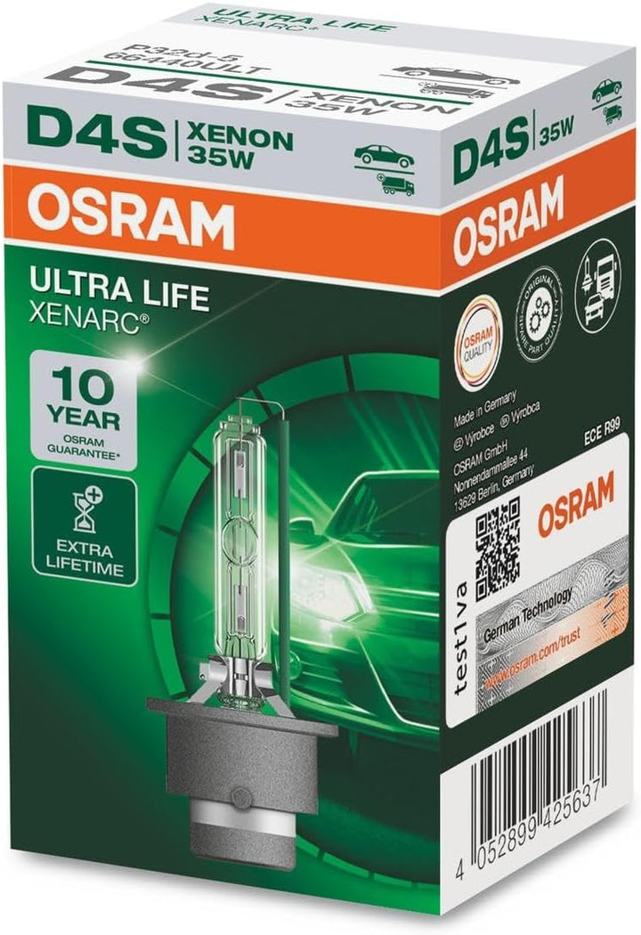 Osram XENARC ULTRA LIFE D4S HID Xenon-Brenner, Entladungslampe, 66440ULT, Faltschachtel (1 Stück) UL