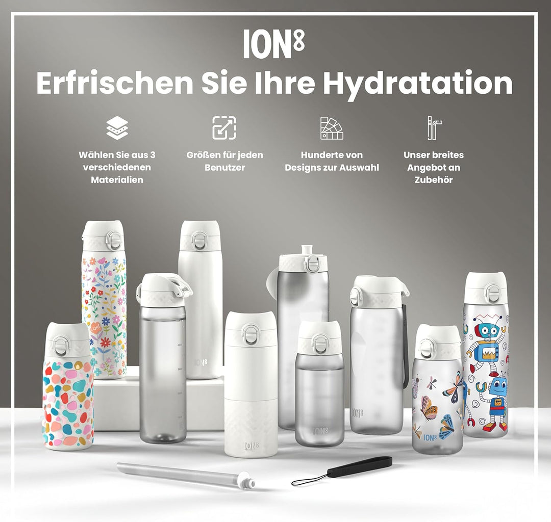 ION8 1 Liter Trinkflasche, 1000ml, Auslaufsicher, Einhandöffnung, Sichere Verriegelung, Spülmaschine