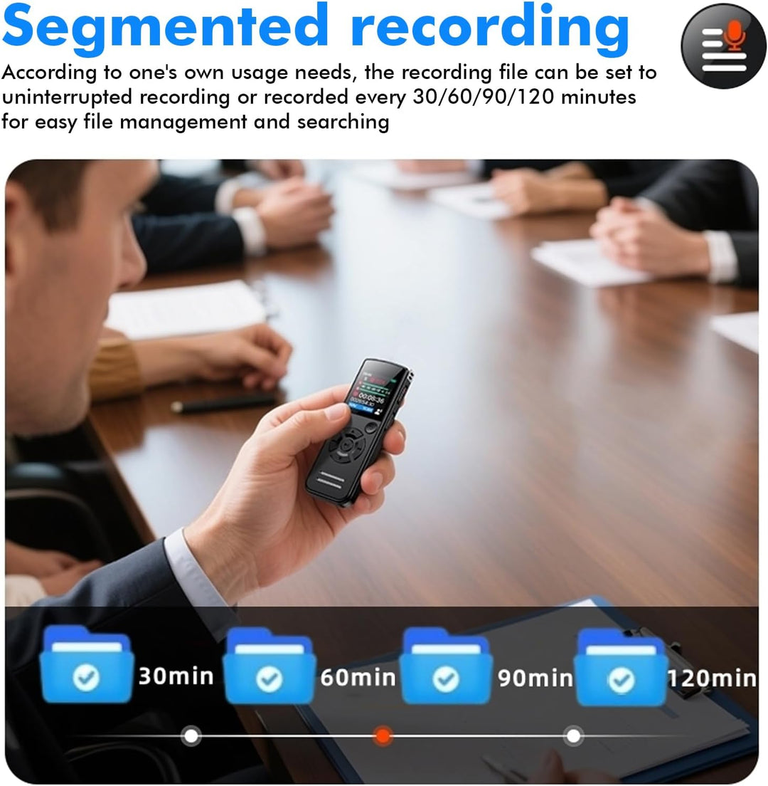 64GB Diktiergerät Digital, 1536 Kbps Digital Voice Recorder, Diktiergerät Aufnahmegerä mit Playback,