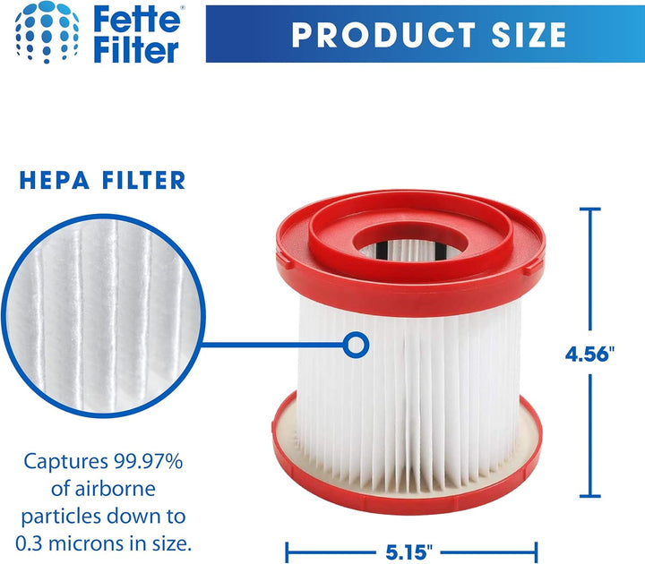 Fette Filter - HEPA Nass- und Trockensauger Filter kompatibel mit Milwaukee 49-90-1900 (4 Stück) Pac