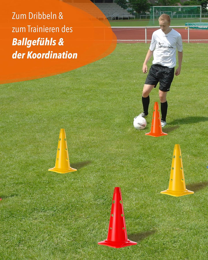 Kombi Kegel 40 – 4er Set – für den Aufbau von Hürden- oder Slalom-Parcours für Agility-Training – Sp