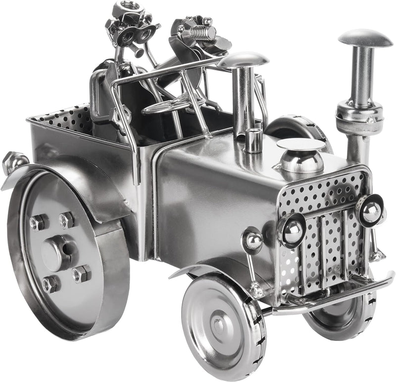 BRUBAKER Schraubenmännchen Traktor mit Fahrer und Hund - Trecker Schlepper Eisenfigur Metallmännchen