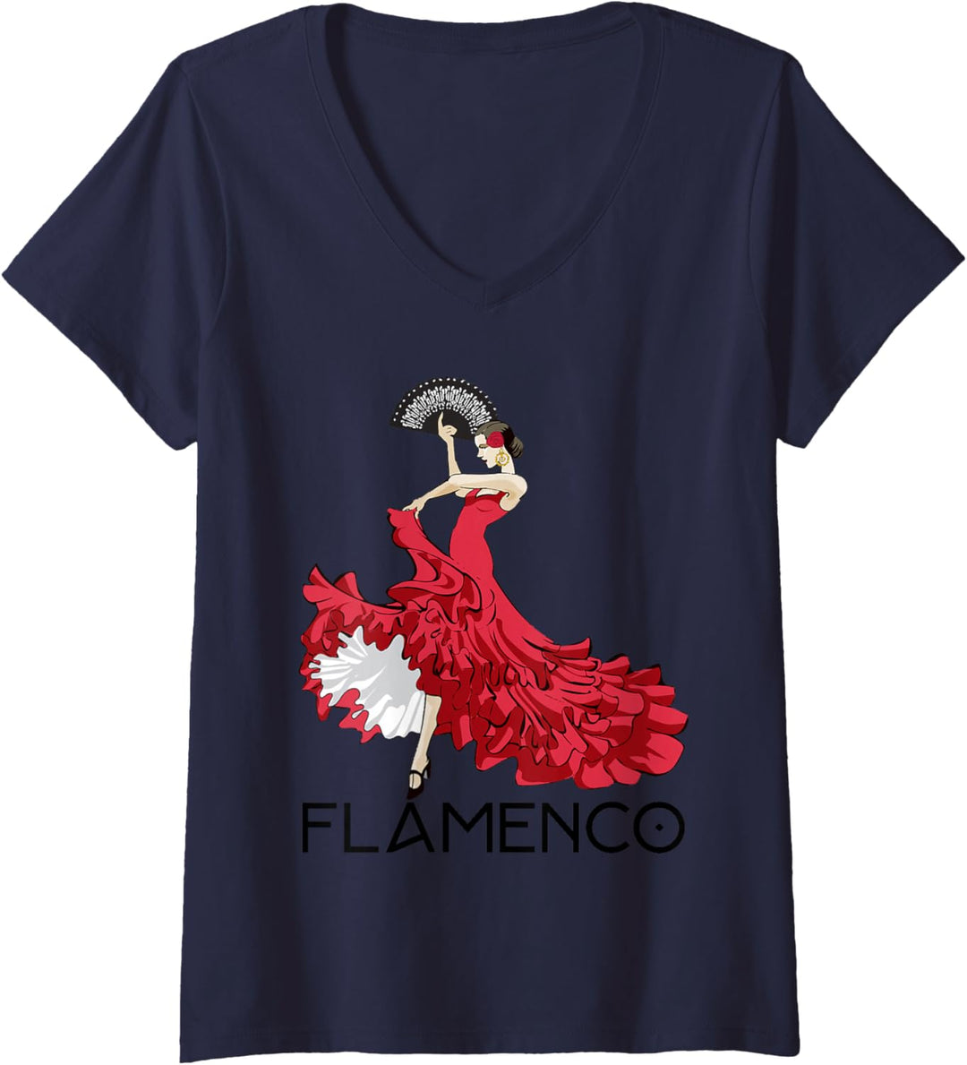 Damen Flamenco Tänzerin 1 - Spanien T-Shirt mit V-Ausschnitt