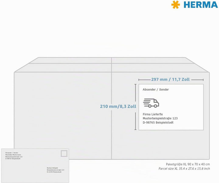 HERMA 10315 Universal Etiketten ablösbar, 100 Blatt, 210 x 297 mm, 1 Stück pro A4 Bogen, 100 Aufkleb