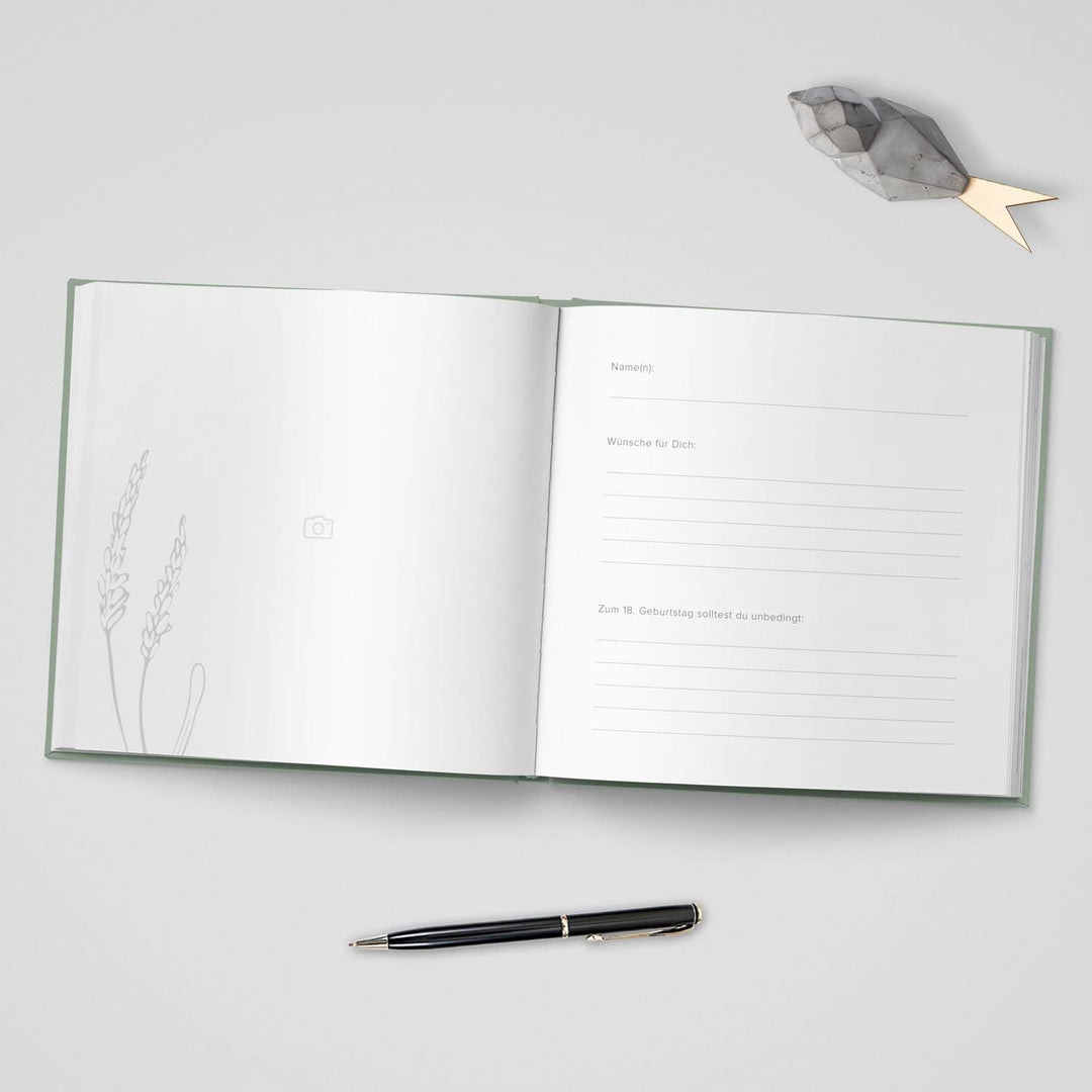 KIDDO Gästebuch zur Taufe, PERSONALISIERT, mit Veredelung in Gold, Silber oder Roségold, Taufbuch, B