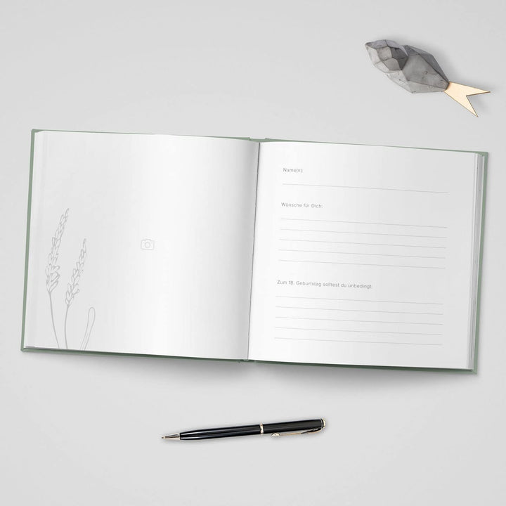 KIDDO Gästebuch zur Taufe, PERSONALISIERT, mit Veredelung in Gold, Silber oder Roségold, Taufbuch, B