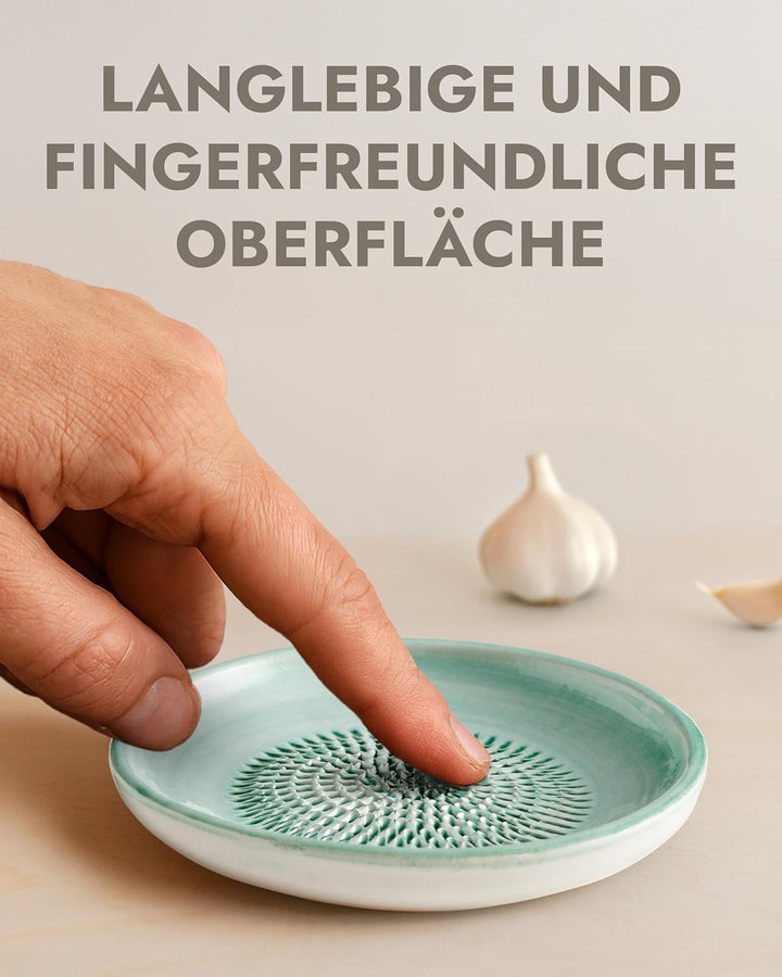 evergrate Geniales Duo: Tellerreibe + Dipschale Motiv Mint mit 2 Küchenpinsel und 2 Rezepthefte, Min