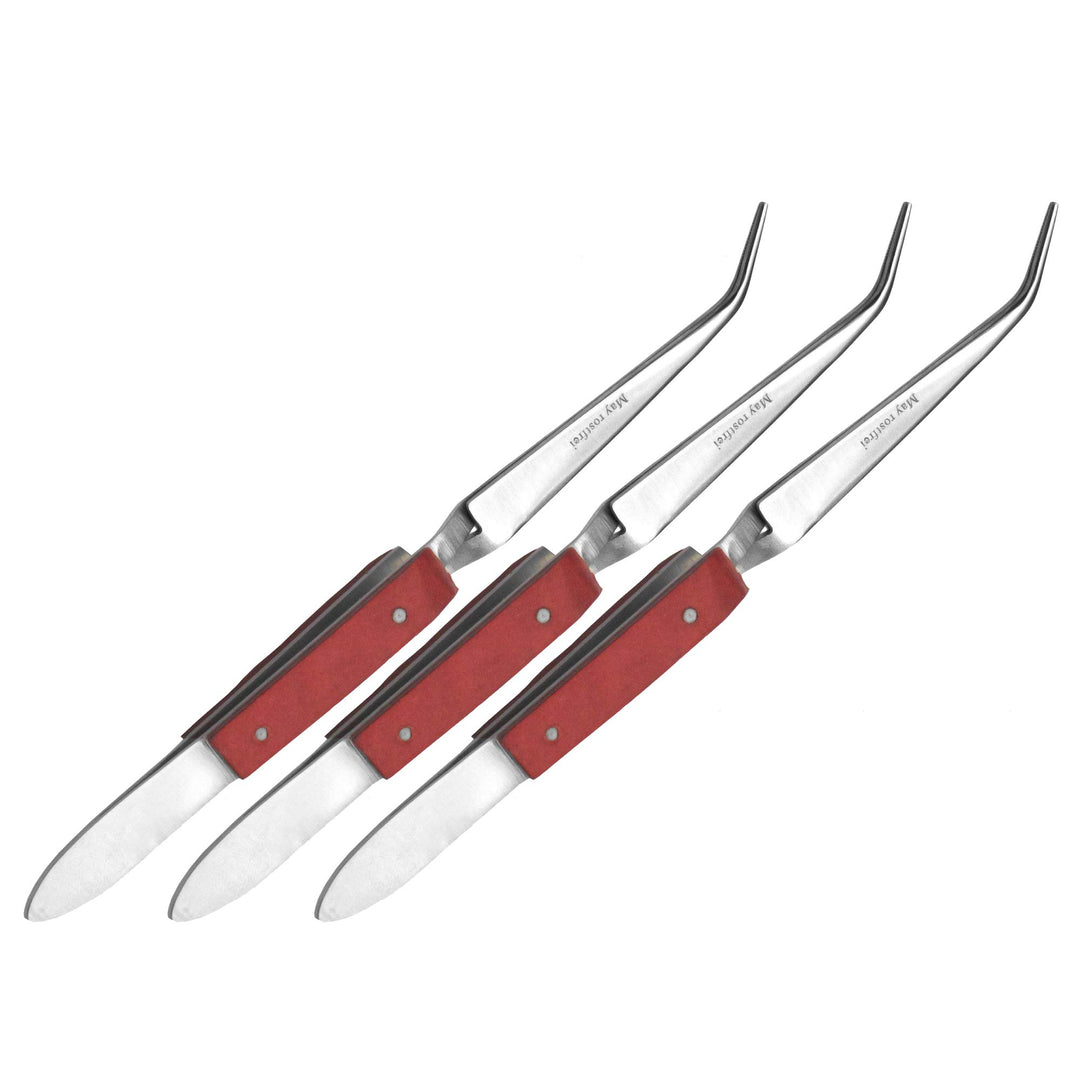 May - Set 3x Lötpinzette - Kreuzpinzette - Industrie-Pinzette - Technische Pinzette - abgewinkelte S