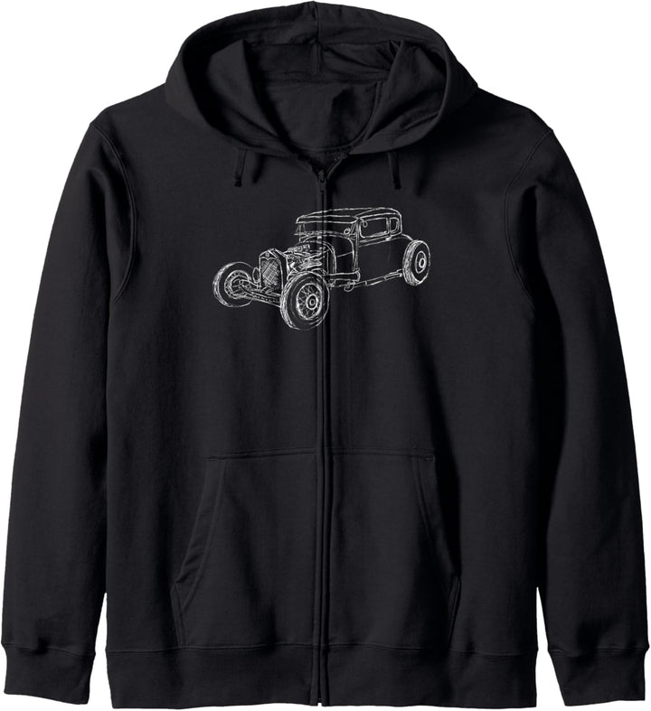 Hot Rod Shirt Classic Coupe Outline Rust bucket Rat Race Kapuzenjacke