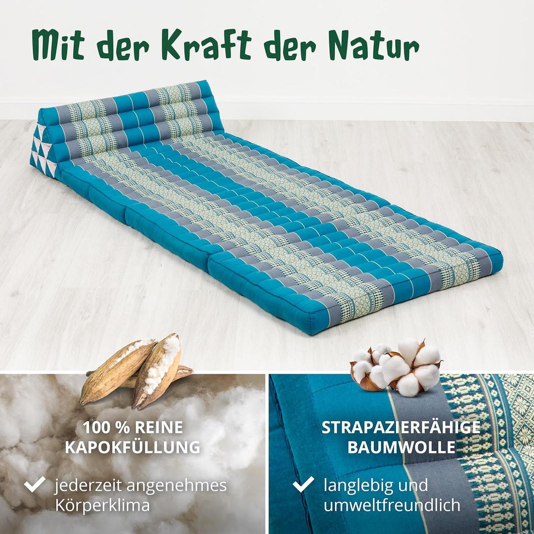 livasia Thaikissen 3 Auflagen für Paare XXL - 190x80x8cm - Dreieckskissen Klappmatratze, extrabreit