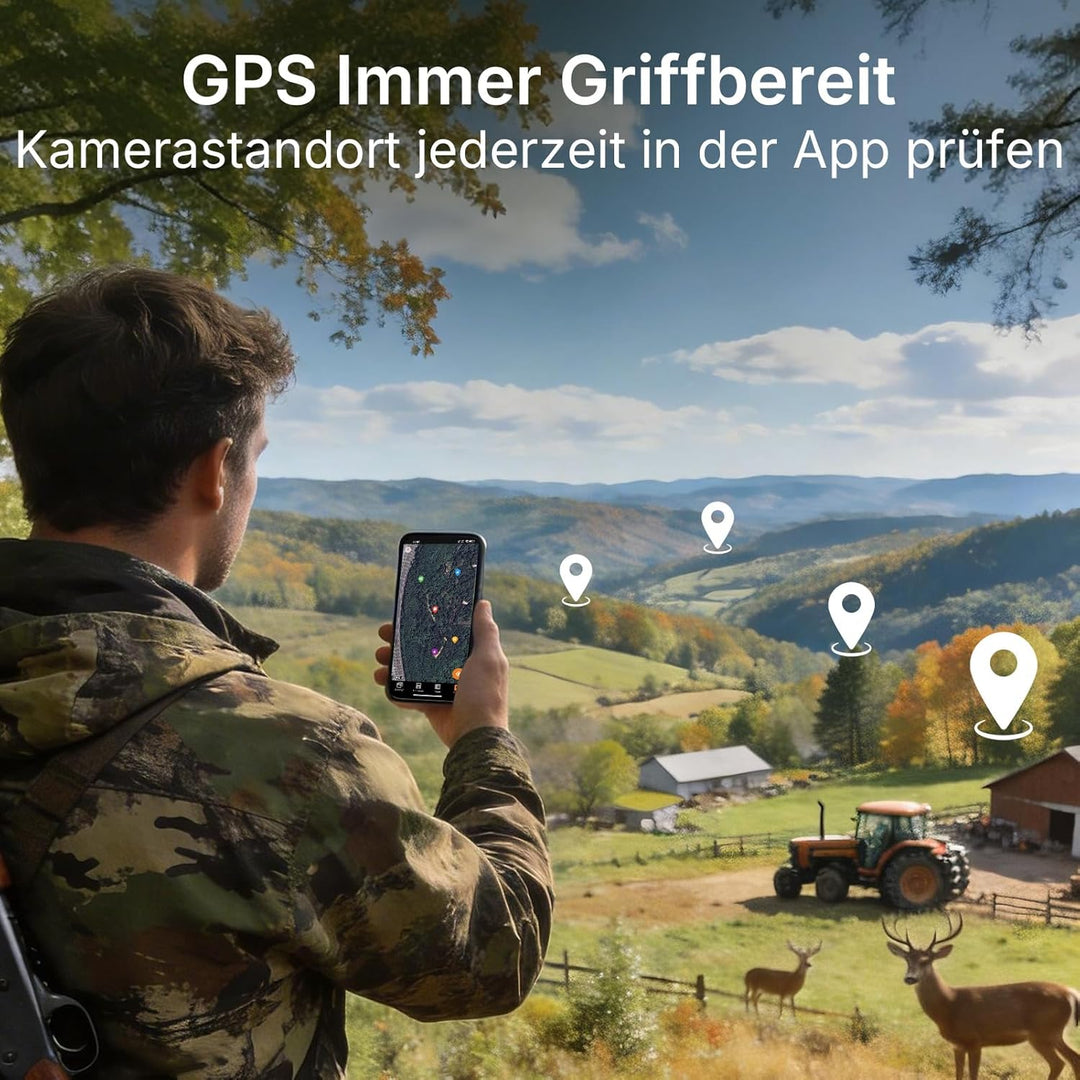 GardePro X70 Pro 4G LTE Wildkamera mit Live-Streaming, Wiederaufladbare 8000mAh Akku mit 64GB SD Kar