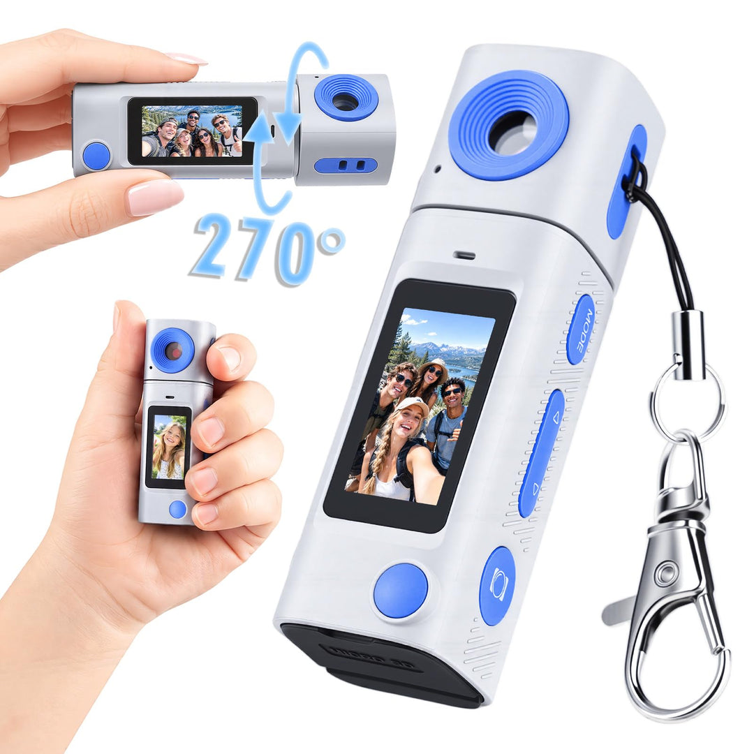 1080P Mini Kamera Schlüsselanhänger, Mini Digitalkamera 270° Linse