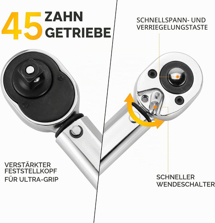 Hoteche Drehmomentschlüssel 1/2 Zoll 28-210Nm mit Hebelumschaltknarre und Stahlrohr für präzises Anz