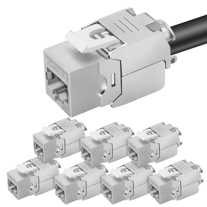 8x CAT 7 Keystone RJ45 Modul Buchse LAN Kabel 10 Gbit/s bis 1000 MHz AWG 22-24 werkzeuglos LSA vollg