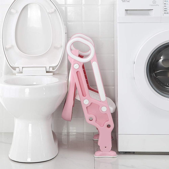 Toilettensitz für Kinder Mit Gepolstertem Sitz,Toilettensitz Toilettentrainer mit Treppe Stabilen Ru