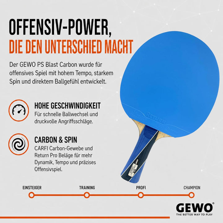 GEWO PS Blast Carbon Tischtennisschläger - ITTF genehmigter Profi-Tischtennisschläger, Carbon-Schläg