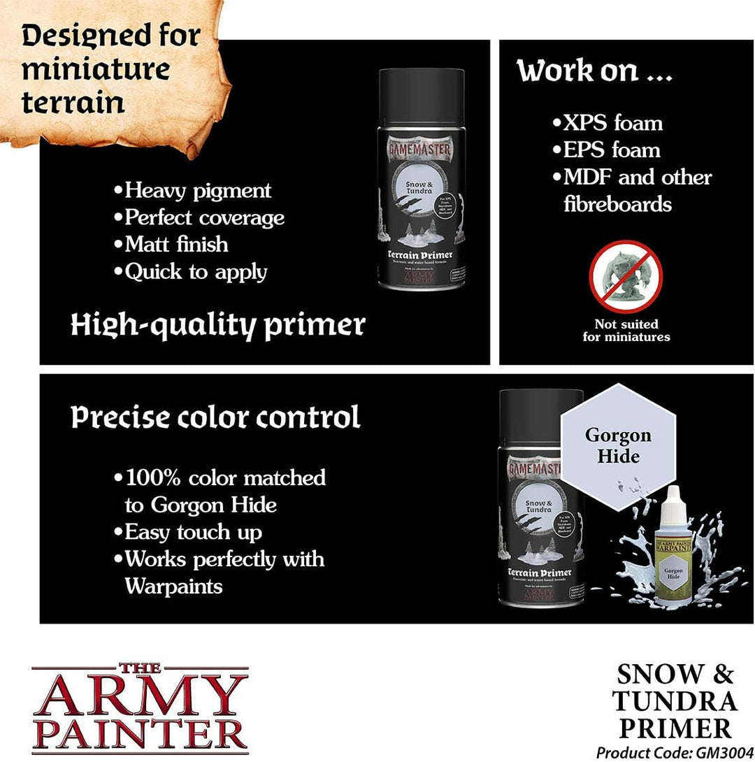 The Army Painter Gamemaster Snow &amp; Tundra Terrain Primer, 300 ml Acryl-Sprüh Farbgrundierung für Tab