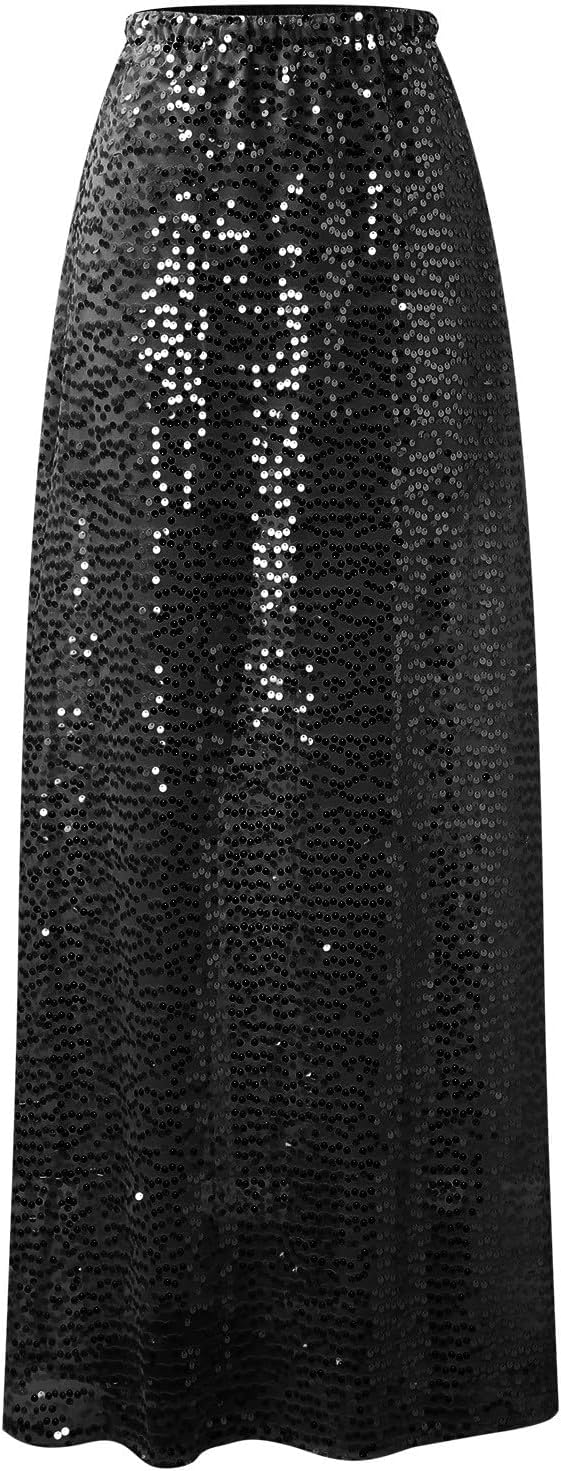 Knielang Elegant Taille Gold Pailletten Glitter Rock Elegante Slim Fit Urlaub Lange Weibliche Bodenl