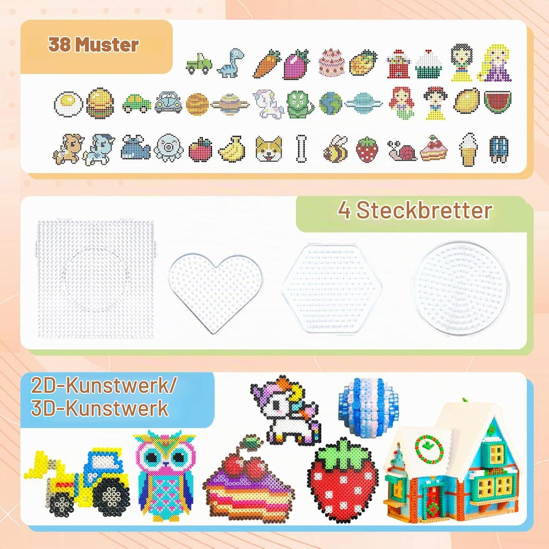 Sicherungsperlen-Set für Kinder – 11000 Sicherungsperlen, 20 Farben, 5 mm Perlen, Bastelsets mit Auf