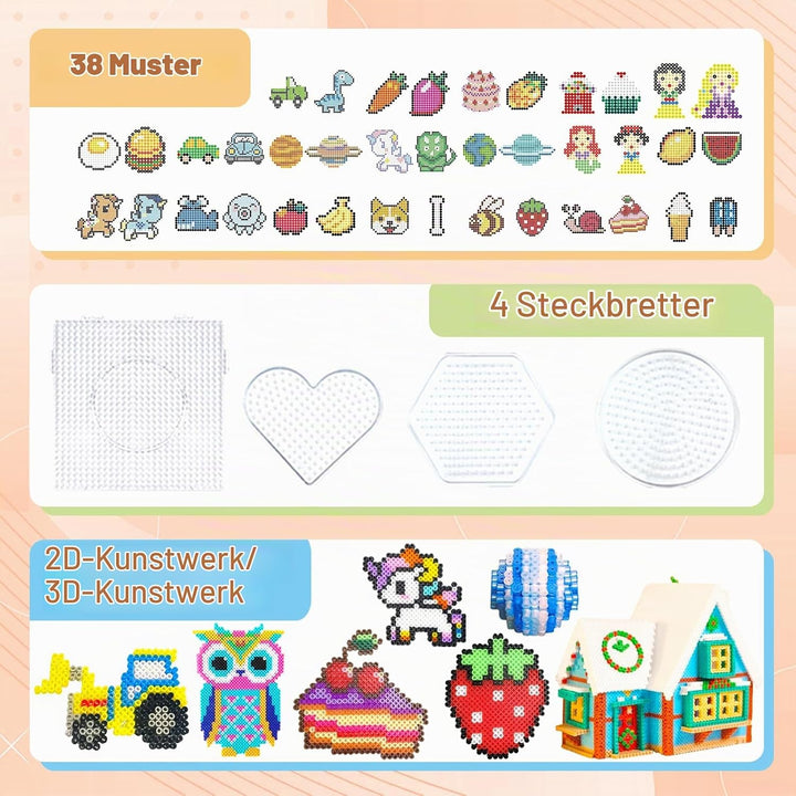 Sicherungsperlen-Set für Kinder – 11000 Sicherungsperlen, 20 Farben, 5 mm Perlen, Bastelsets mit Auf
