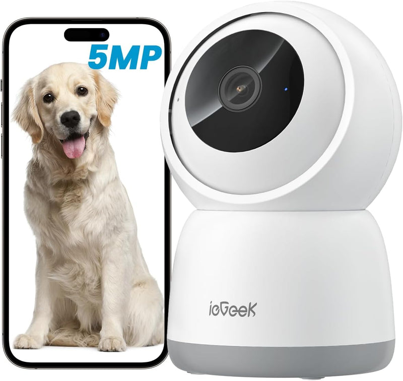 ieGeek 5MP Überwachungskamera Innen,Katzen Hunde Kamera,2.4G/5GHz WLAN Kamera,Babyphone mit Kamera,1