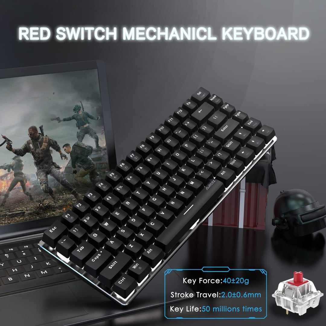 FELiCON AK33 Hotswapple Gaming-Tastatur, TKL 80% Mechanische Rote Schalter Keyboard mit weisse LED-B