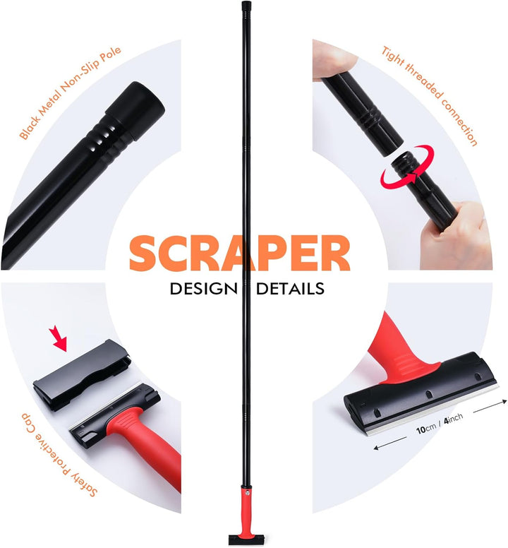 FOSHIO Tapeten Schaber LangGriff Tapetenentferner 4"Schaber mit 20PCS Klinge Tapetenschaber Und 150c