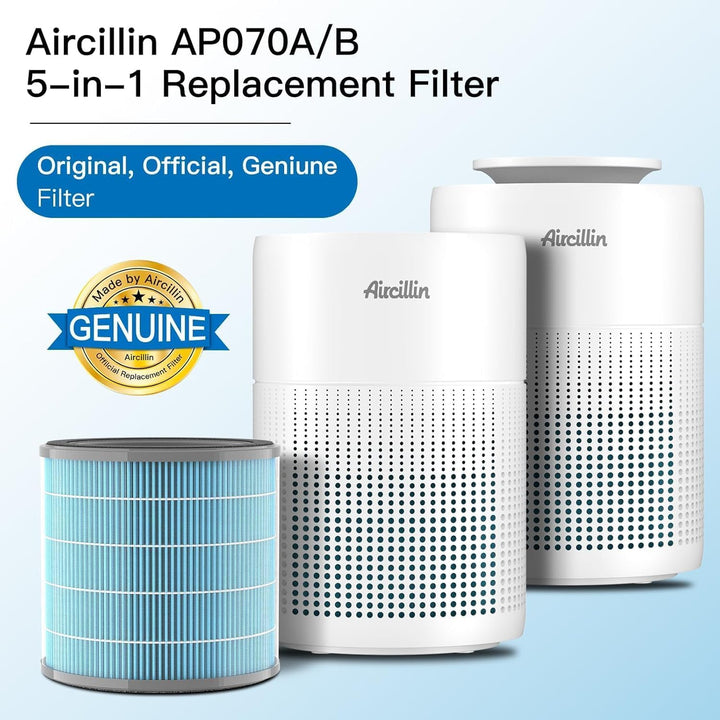 Aircillin 2 Pack Luftreiniger AP070A & AP070B Ersatzfilter, 5-Stufiges Filtersystem, H13 True HEPA F