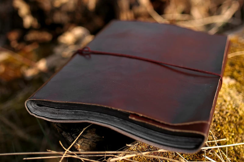 Gusti Fotoalbum Leder - Mila Ledereinband handgeschöpftes Papier Fotobuch Braun