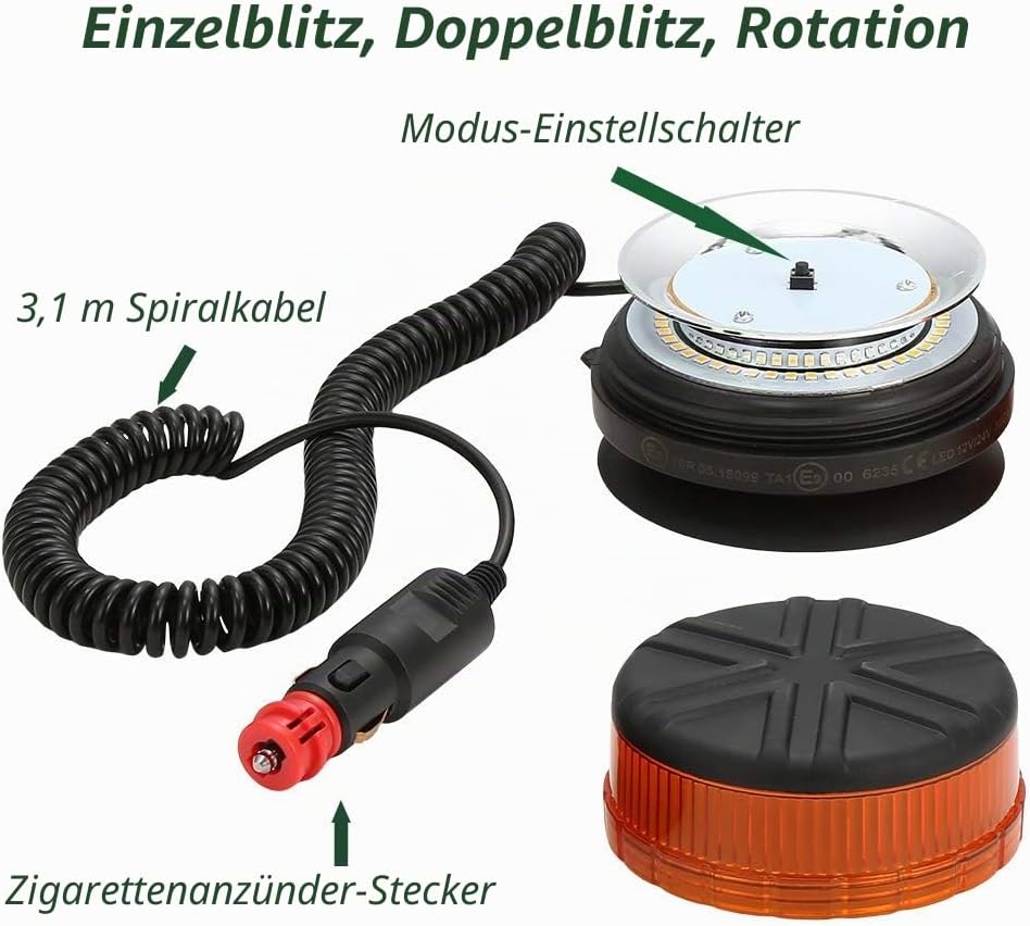 D-TECH 12/24V LED Warnlicht Stroboskoplicht Blinklichter Frontblitzer Rundumleuchte Amber Notlicht-L