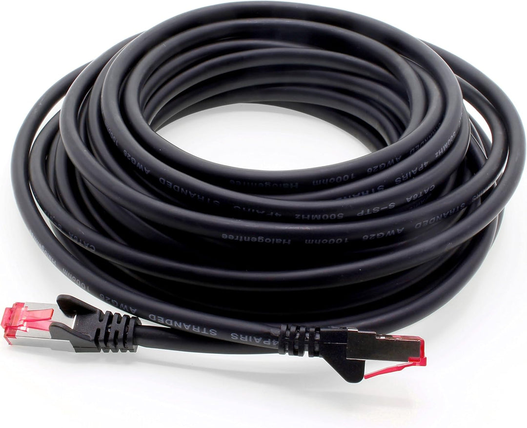 1aTTack.de 5m - schwarz - 10 Stück - Netzwerkkabel CAT6a (10Gb/s) S-FTP CAT 6a Lankabel - GHMT zerti