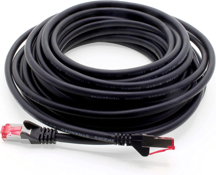1aTTack.de 10m - schwarz - 10 Stück - Netzwerkkabel CAT6a (10Gb/s) S-FTP CAT 6a Lankabel - GHMT zert