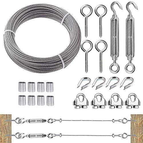 TooTaci Edelstahlseil 3mm Set,15M Drahtseil Rankhilfe Set,304 Edelstahl Stahlseil &amp; M6 Seilspanner S