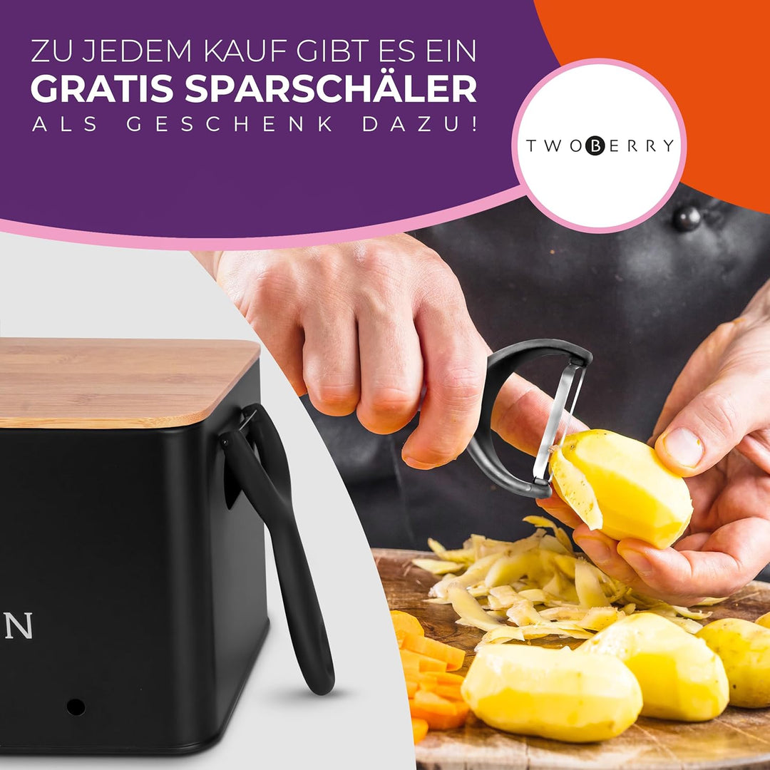 Kartoffel Aufbewahrungsbox (3er Set) inkl. Sparschäler- längere Haltbarkeit durch Luftzirkulation-id