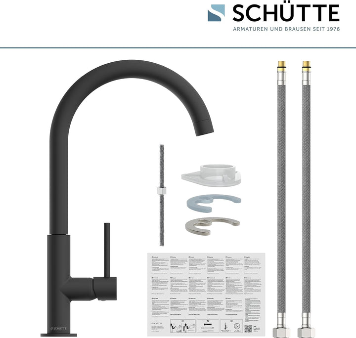 SCHÜTTE 79966 Küchenarmatur Cardiff, 360 Grad schwenkbarer Wasserhahn Küche, Mischbatterie für die S