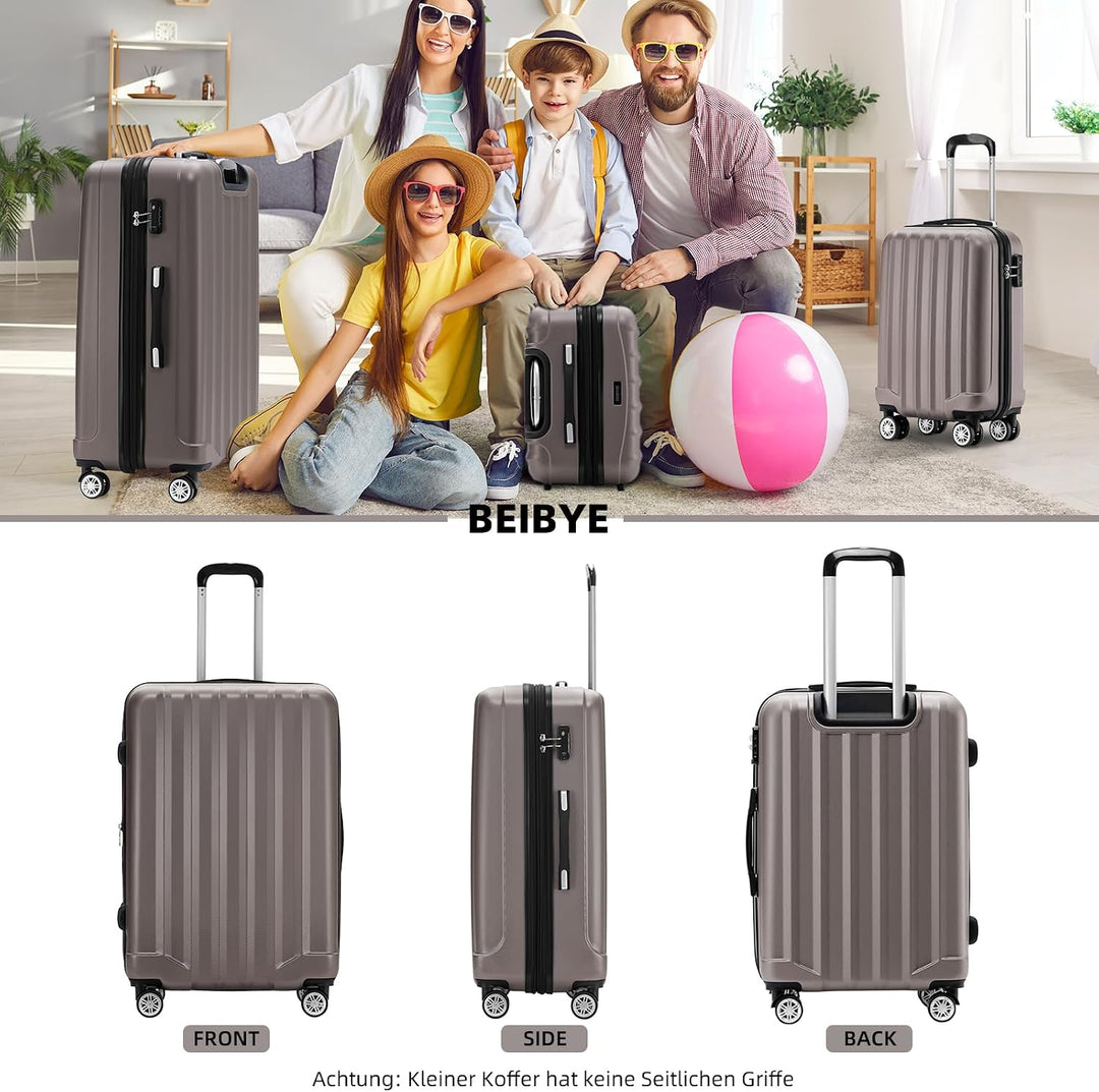 BEIBYE TSA-Schloss 2080 Zwillingsrollen neu Reisekoffer Koffer Trolley Hartschale Set (Coffee, Set)