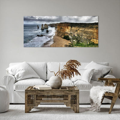 Wandbilder Dekoration Wohnzimmer Strand Ozean Landschaft Panorama Bilder auf Leinwand 120x50cm Leinw