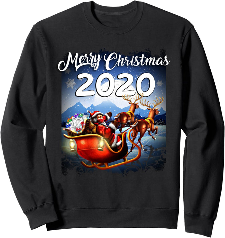 Lockdown Christmas 2020 Santa Reindeer Quarantine Mask Gifts Sweatshirt