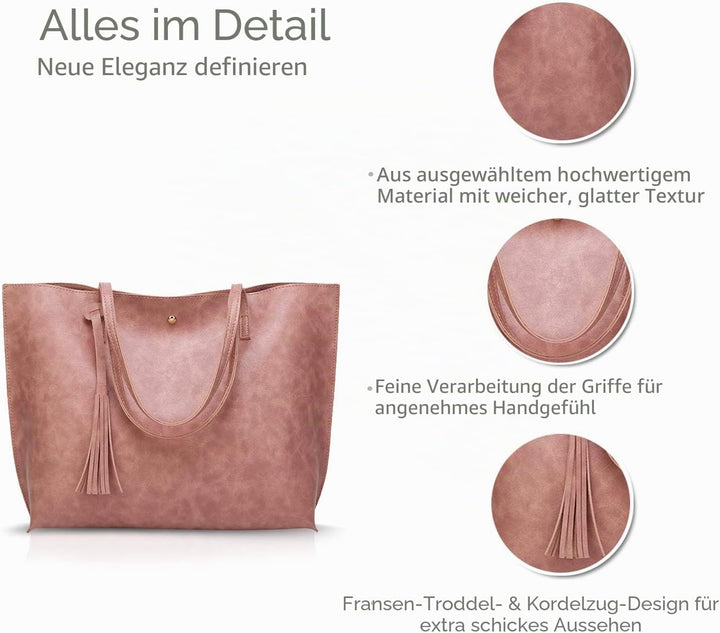NICOLE&amp;DORIS Damen Tote Tasche Handtasche Schultertasche aus PU-Leder Umhängetaschen Mode grosse Han