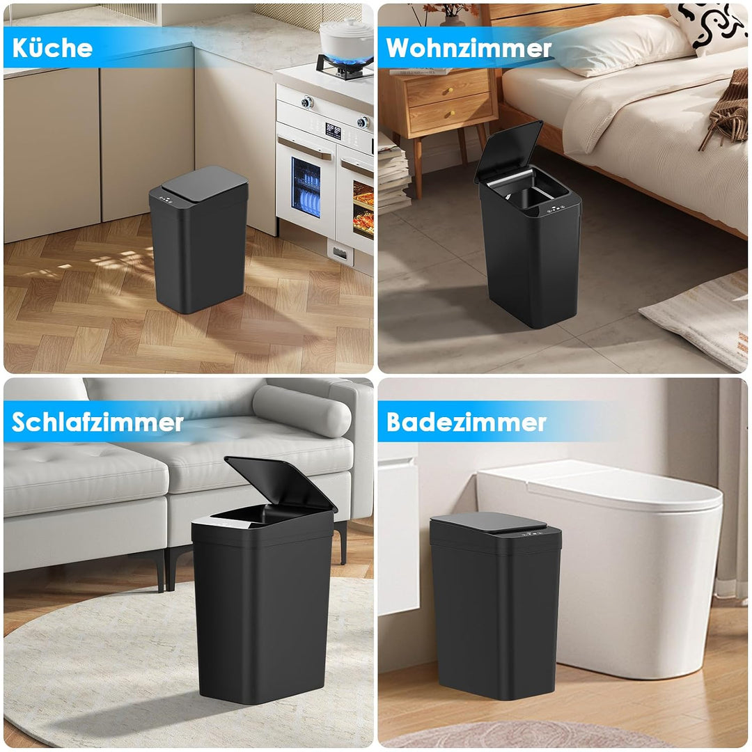 Dreamhigh 2er Set Mülleimer Mit Sensor, 15L &amp; 12L Elektrischer Mülleimer Mit Automatischem Deckel, S