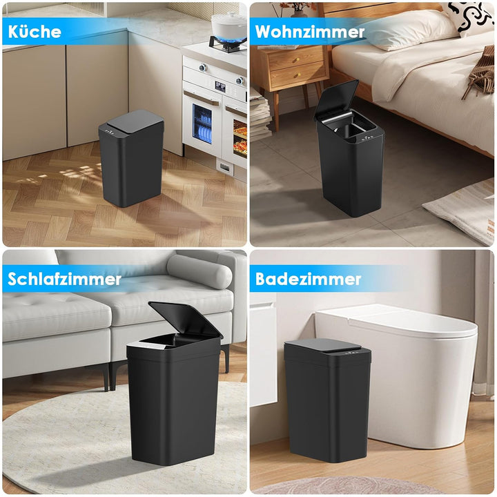 Dreamhigh 2er Set Mülleimer Mit Sensor, 15L &amp; 12L Elektrischer Mülleimer Mit Automatischem Deckel, S
